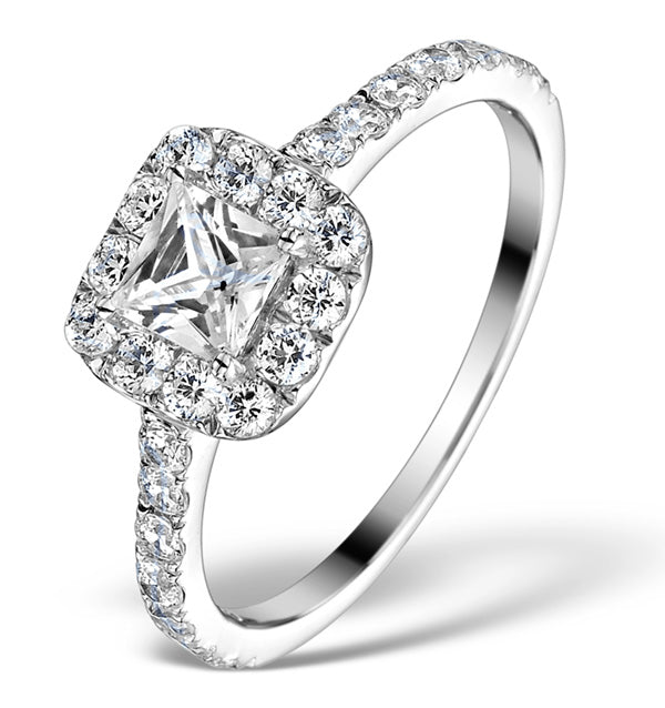 Halo Engagement Ring Aria 1.30ct VS2 Princess Diamond 18K White Gold